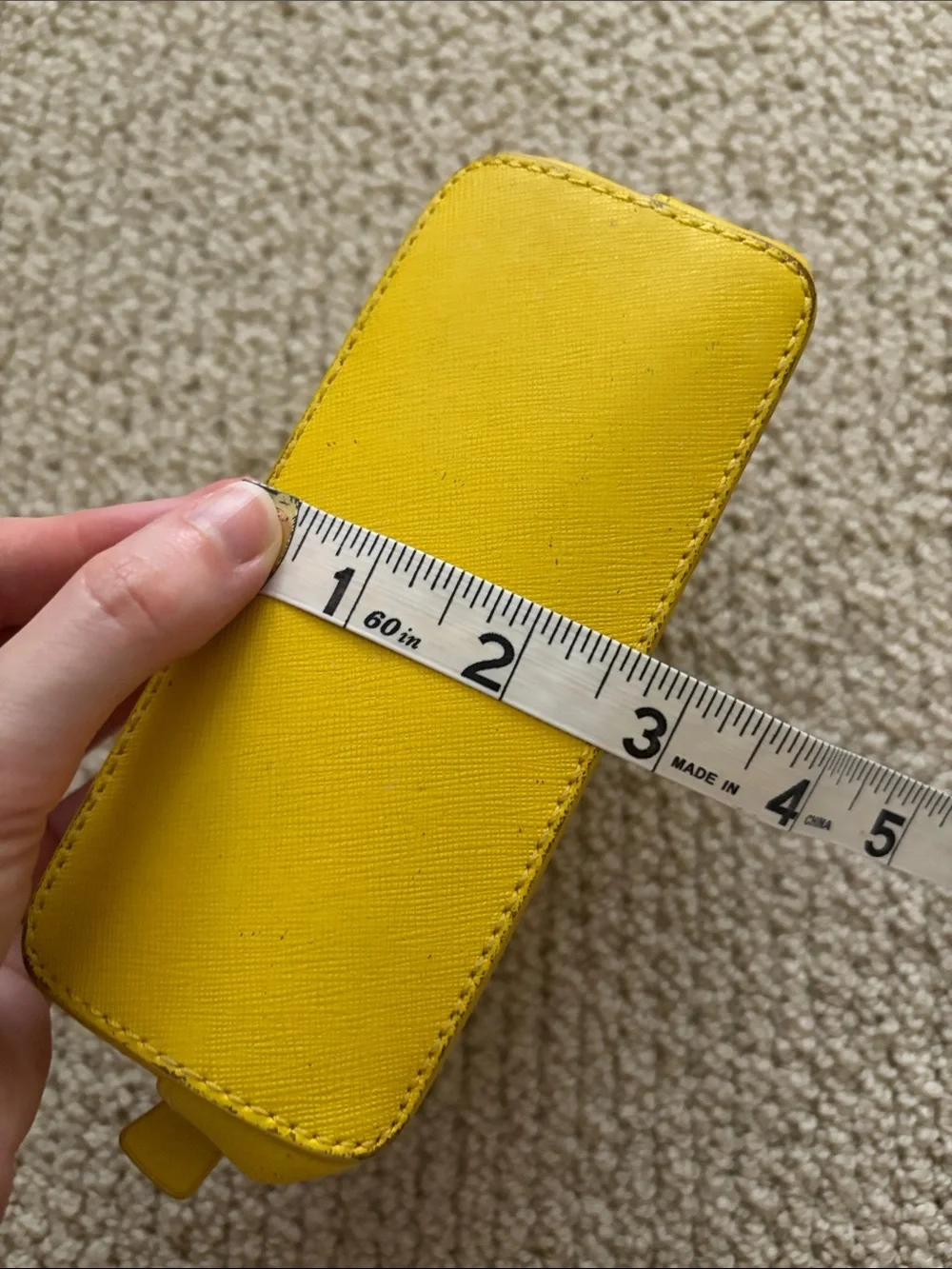Tory Burch Yellow Leather Dome Cosmetic Case Small Pouch FLAWS